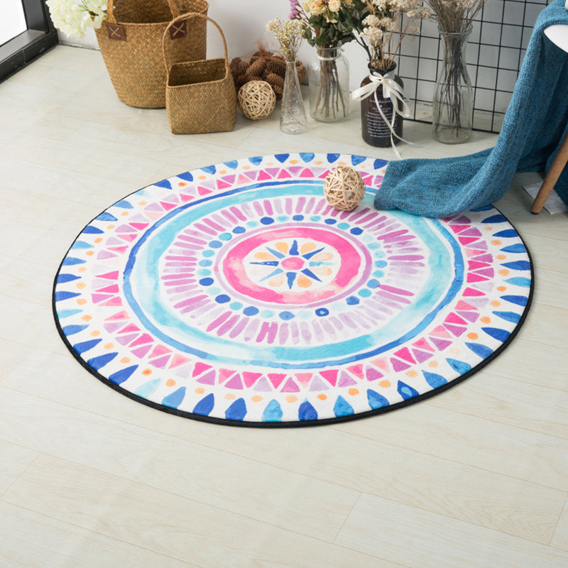 Stylish Mandala Rug Pastel Color Novelty Carpet Polypropylene Non-Slip Area Rug for Home Decor Rose Red Clearhalo 'Area Rug' 'Rug' 1898245