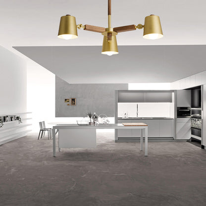 Metal Bucket Shade Chandelier Bedroom Restaurant Contemporary Hanging Light in Brass 3 Brass Clearhalo 'Ceiling Lights' 'Chandeliers' 'Modern Chandeliers' 'Modern' Lighting' 189825