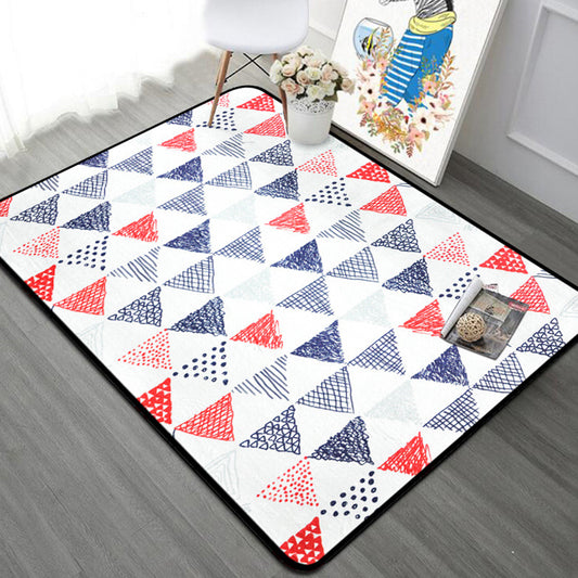 Novelty Triangle Indoor Rug Pastel Color Polyester Rug Non-Slip Backing Area Carpet for Room Red