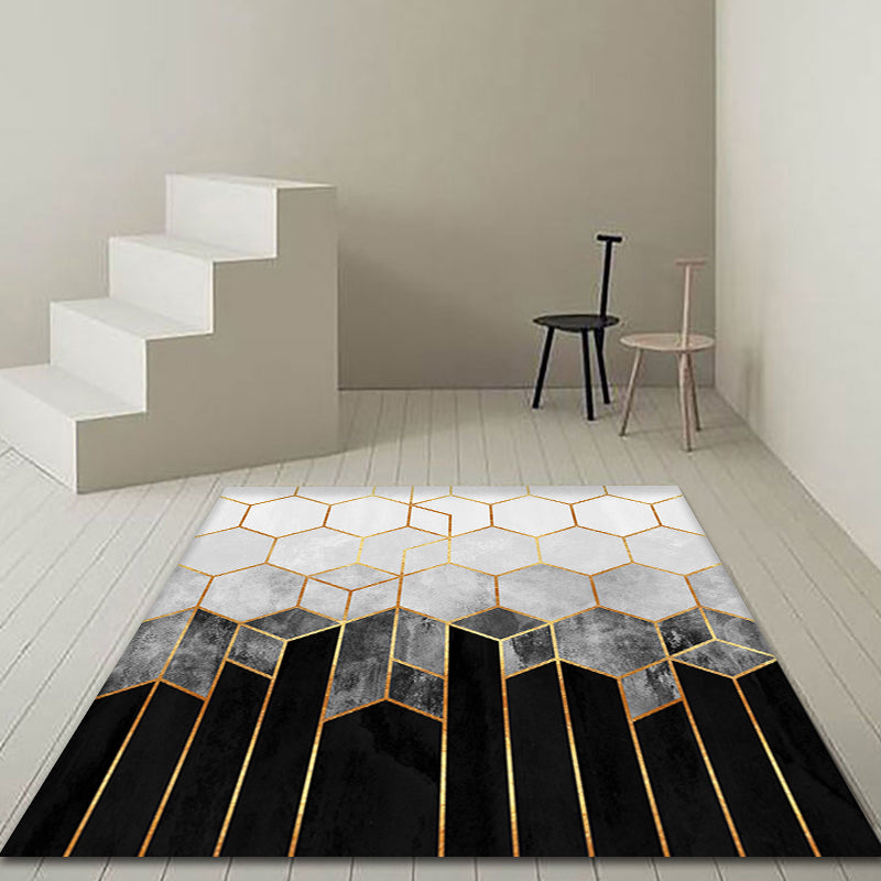 Gradient Color Matrix Patterned Rug Synthetics Bold Area Rug Easy Care Carpet for Home Decor Black Clearhalo 'Area Rug' 'Rug' 1898356