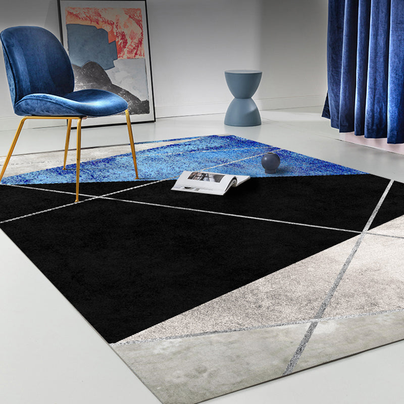Dark Color Simplicity Rug Polypropylene Colorblock Geometric Carpet Non-Slip Pet Friendly Rug for Home Blue Clearhalo 'Area Rug' 'Rug' 1898359