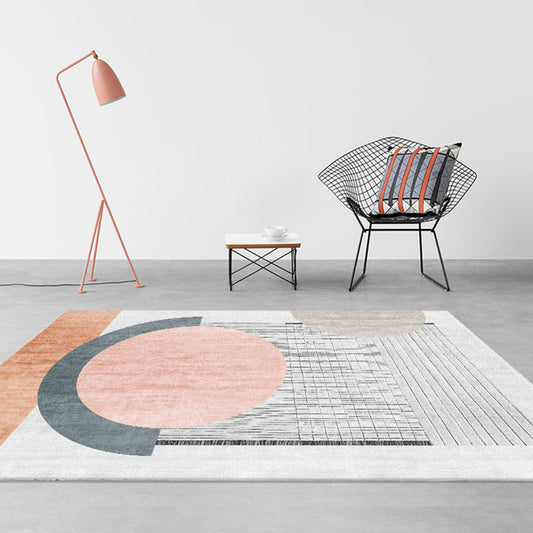 Esthetic Geometric Indoor Rug Morandi Color Creative Rug Polyester Stain-Proofing Carpet for Living Room Light Gray