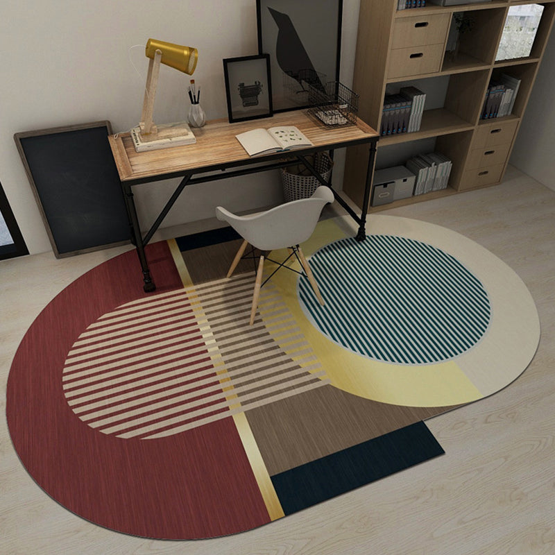 Odd-Shaped Geometric Patchwork Rug Soft Color Novelty Carpet Synthetics Anti-Slip Rug for Bedroom Crimson Clearhalo 'Area Rug' 'Rug' 1898390