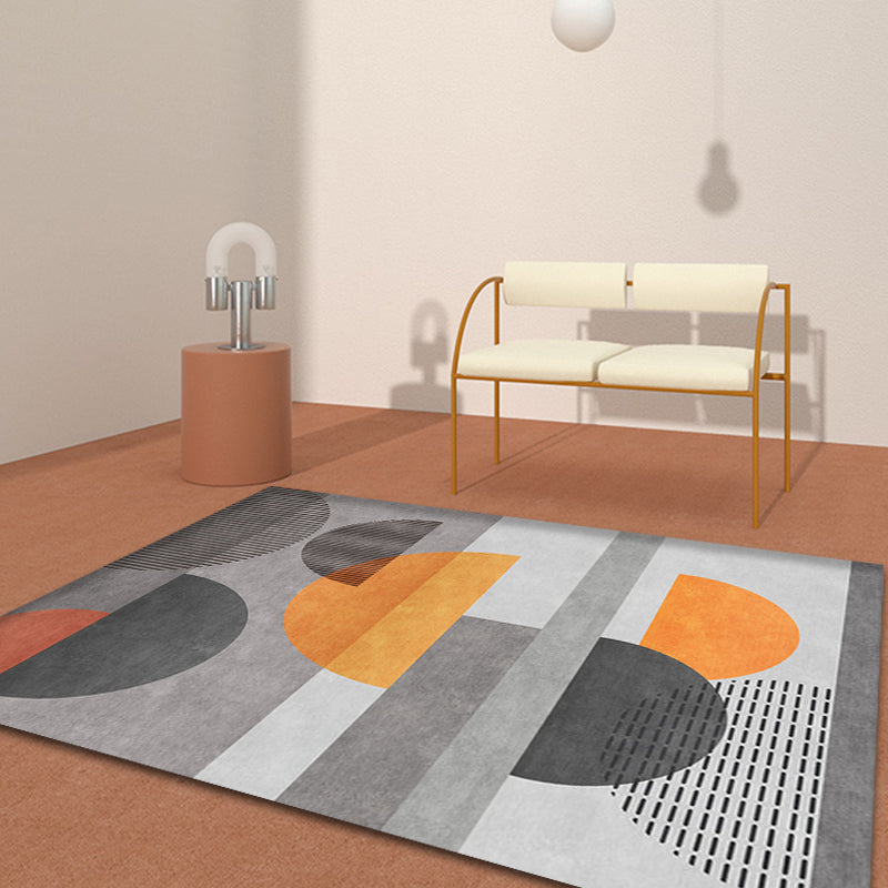 Grey Semicircle Patterned Rug Synthetics Modern Carpet Pet-Friendly Non-Slip Rug for Living Room Grey Clearhalo 'Area Rug' 'Rug' 1898411