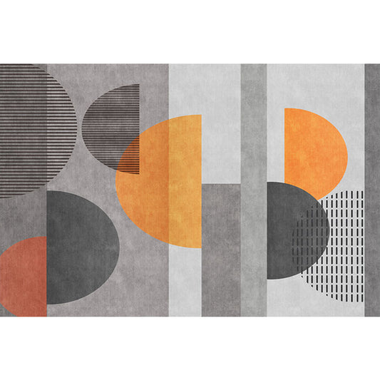 Grey Semicircle Patterned Rug Synthetics Modern Carpet Pet-Friendly Non-Slip Rug for Living Room Clearhalo 'Area Rug' 'Rug' 1898413