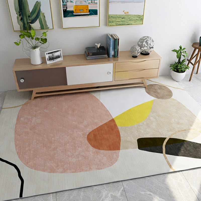 Multicolored Modern Rug Polyester Geometrical Colorblock Rug Anti-Slip Machine Washable Carpet for Home Pink Clearhalo 'Area Rug' 'Rug' 1898541