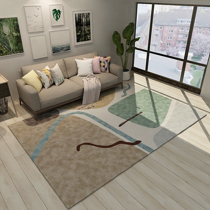 Modern Colorblock Area Rug Morandi Color Synthetics Rug Machine Washable Non-Slip Carpet for Home Decor Brown Clearhalo 'Area Rug' 'Rug' 1898573