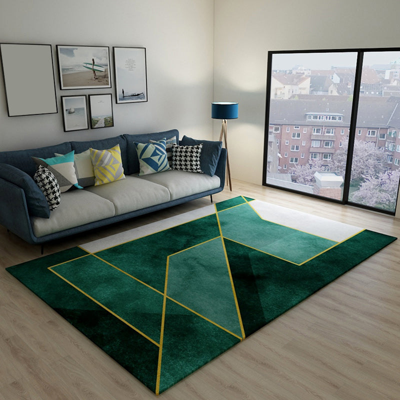 Dark Color Block Abstract Rug Polypropylene Minimalist Carpet Stain Resistant Anti-Slip Backing Rug for Bedroom Dark Army Green Clearhalo 'Area Rug' 'Rug' 1898577