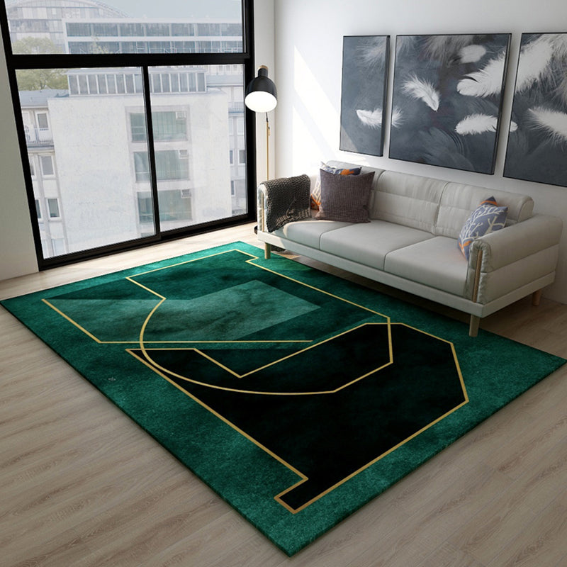 Dark Color Block Abstract Rug Polypropylene Minimalist Carpet Stain Resistant Anti-Slip Backing Rug for Bedroom Green Clearhalo 'Area Rug' 'Rug' 1898588