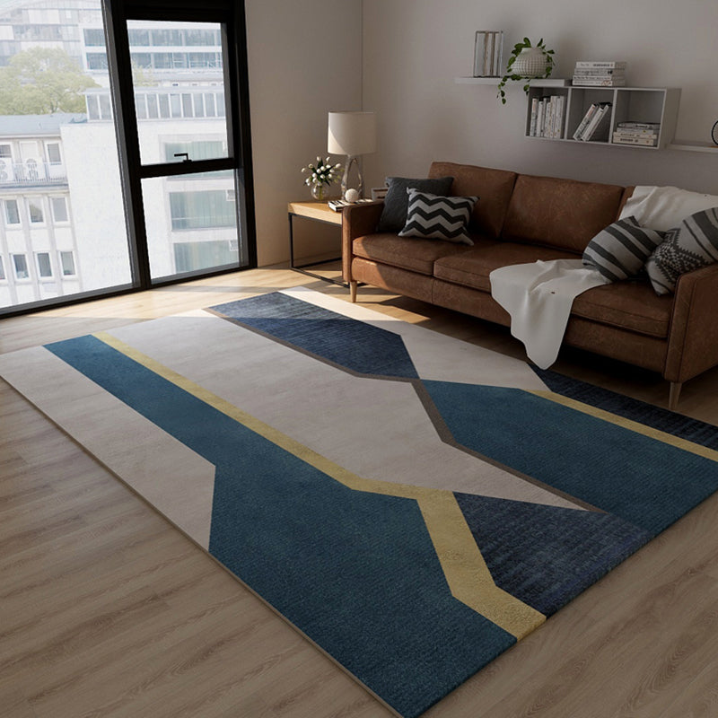 Dark Color Block Abstract Rug Polypropylene Minimalist Carpet Stain Resistant Anti-Slip Backing Rug for Bedroom Blue Clearhalo 'Area Rug' 'Rug' 1898589