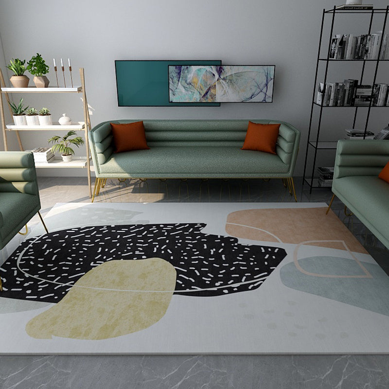 Morandi Color Living Room Rug Creative Geometrical Pattern Rug Polyester Non-Slip Washable Area Carpet Black Clearhalo 'Area Rug' 'Rug' 1898598