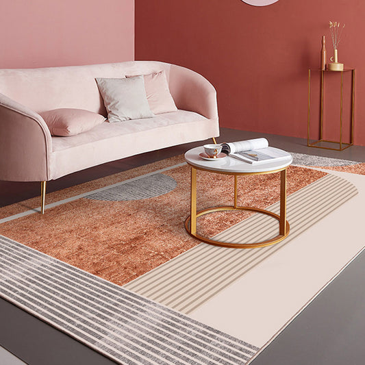 Minimalist Color Block Rug Morandi Color Polyester Indoor Rug Washable Pet Friendly Carpet for Home Decor Yellow-Red