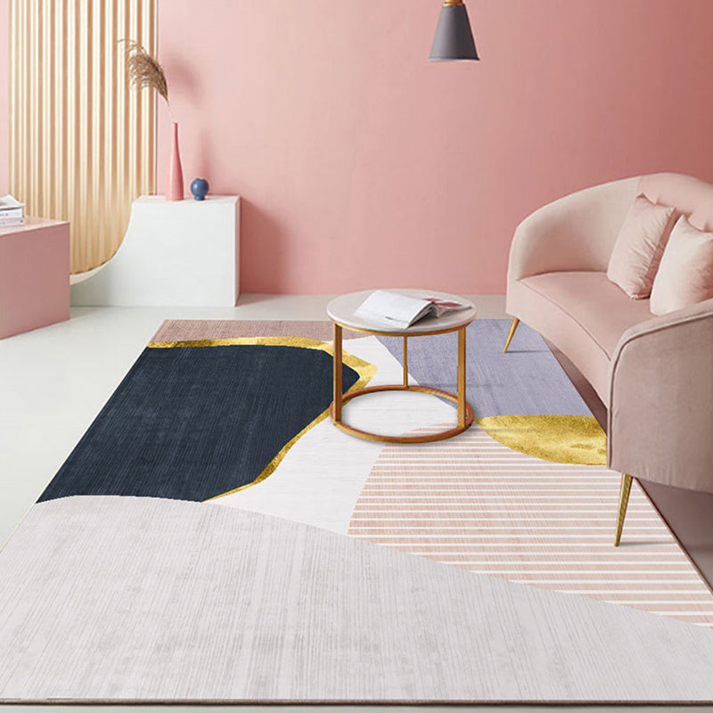 Minimalist Color Block Rug Morandi Color Polyester Indoor Rug Washable Pet Friendly Carpet for Home Decor Pink Clearhalo 'Area Rug' 'Rug' 1898628