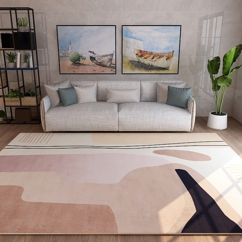 Nordic Sitting Room Rug Pastel Colorblock Abstract Carpet Synthetics Anti-Slip Machine Washable Rug Light Red Clearhalo 'Area Rug' 'Rug' 1898636
