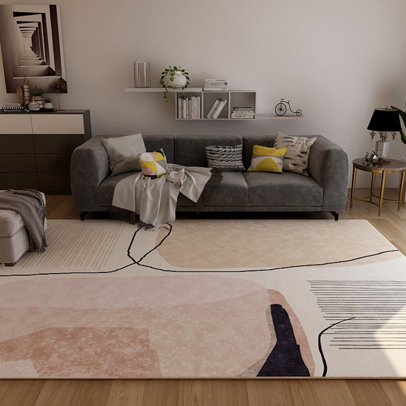 Sitting Rugs Nordic Sitting Room Rug Pastel Colorblock Abstract Carpet Synthetics ...