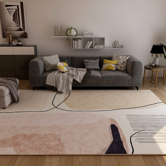 Nordic Sitting Room Rug Pastel Colorblock Abstract Carpet Synthetics Anti-Slip Machine Washable Rug Pink Clearhalo 'Area Rug' 'Rug' 1898639