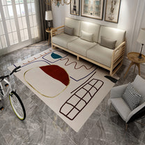 Multi Color Bold Area Rug Synthetics Colorblock Abstract Carpet Stain ...