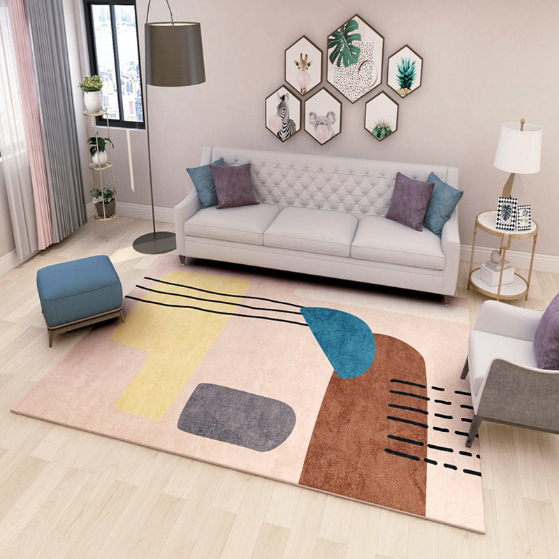 Bold Geometric Color Block Rug Multicolored Polypropylene Rug Pet Friendly Stain Resistant Carpet for Home Decor Pink Clearhalo 'Area Rug' 'Rug' 1898680