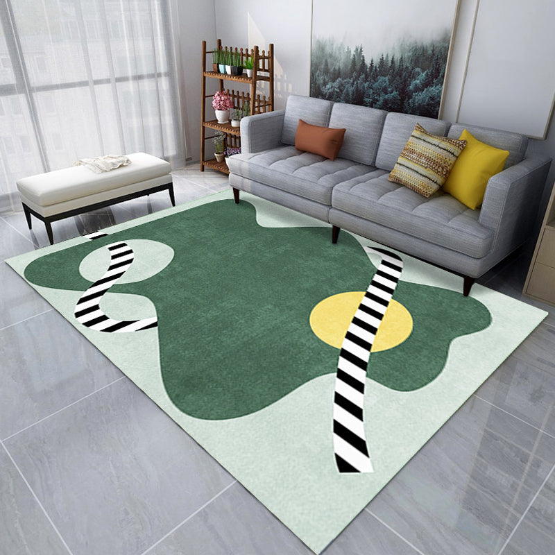Creative Color Blocking Print Rug Multicolor Modern Style Carpet Polyester Non-Slip Backing Rug for Home Dark Green Clearhalo 'Area Rug' 'Rug' 1898693