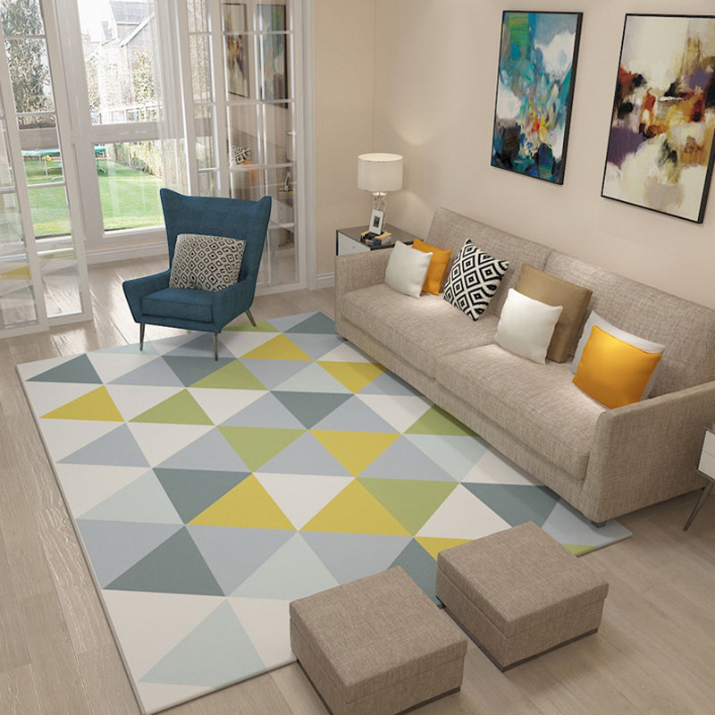 Trendy Bold Rug Multi Colored Geometric Pattern Carpet Washable Stain-Proof Non-Slip Rug for Home Decor Light Blue Clearhalo 'Area Rug' 'Modern' 'Rugs' Rug' 1898863