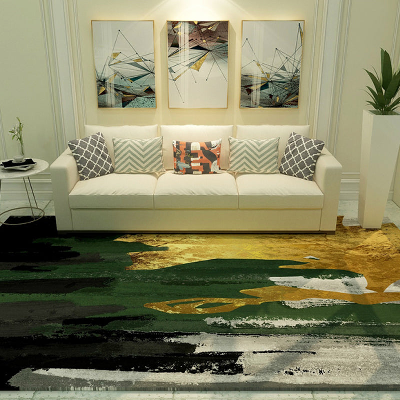 Cyberpunk Living Room Rug Multi Color Abstract Foil Flows Carpet Polyester Machine Washable Area Rug Black Clearhalo 'Area Rug' 'Rug' 1898899