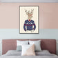 Gentleman Mr Deer Wall Art Kids Cool Animal Canvas Print in Pastel Color for Bedroom Clearhalo 'Art Gallery' 'Canvas Art' 'Kids' Arts' 1898922