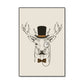 Gentleman Mr Deer Wall Art Kids Cool Animal Canvas Print in Pastel Color for Bedroom Clearhalo 'Art Gallery' 'Canvas Art' 'Kids' Arts' 1898932