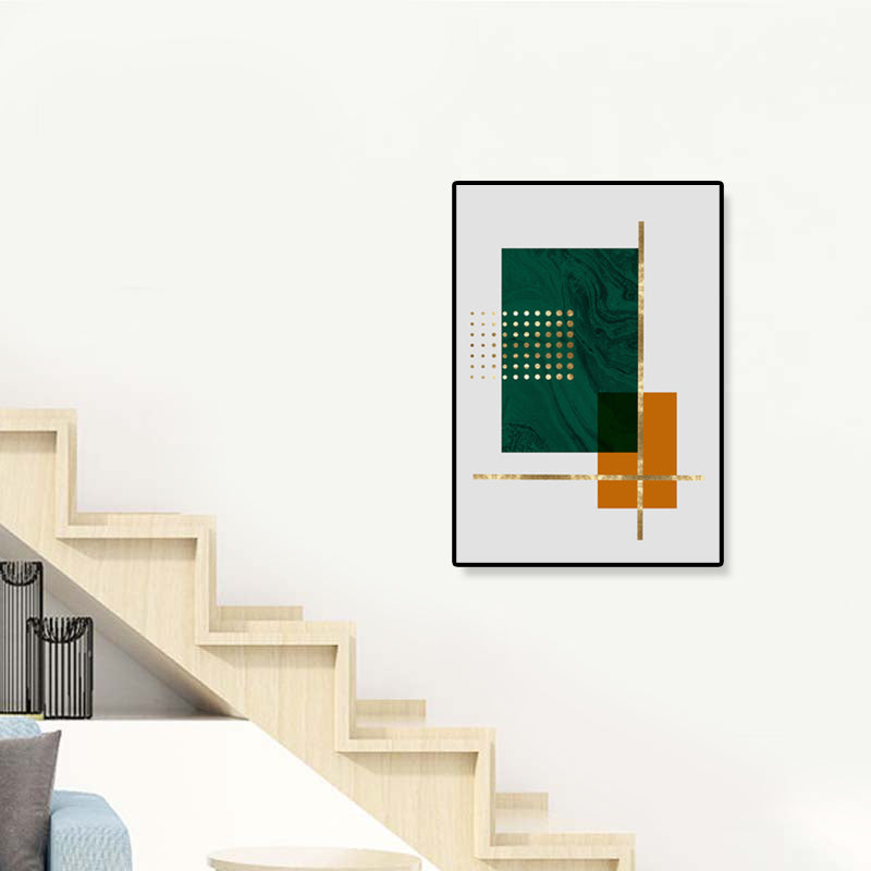 Contemporary Geometric Wall Art Canvas Textured Dark Color Wall Decor for Hallway Green Clearhalo 'Art Gallery' 'Canvas Art' 'Contemporary Art Gallery' 'Modern' Arts' 1898973