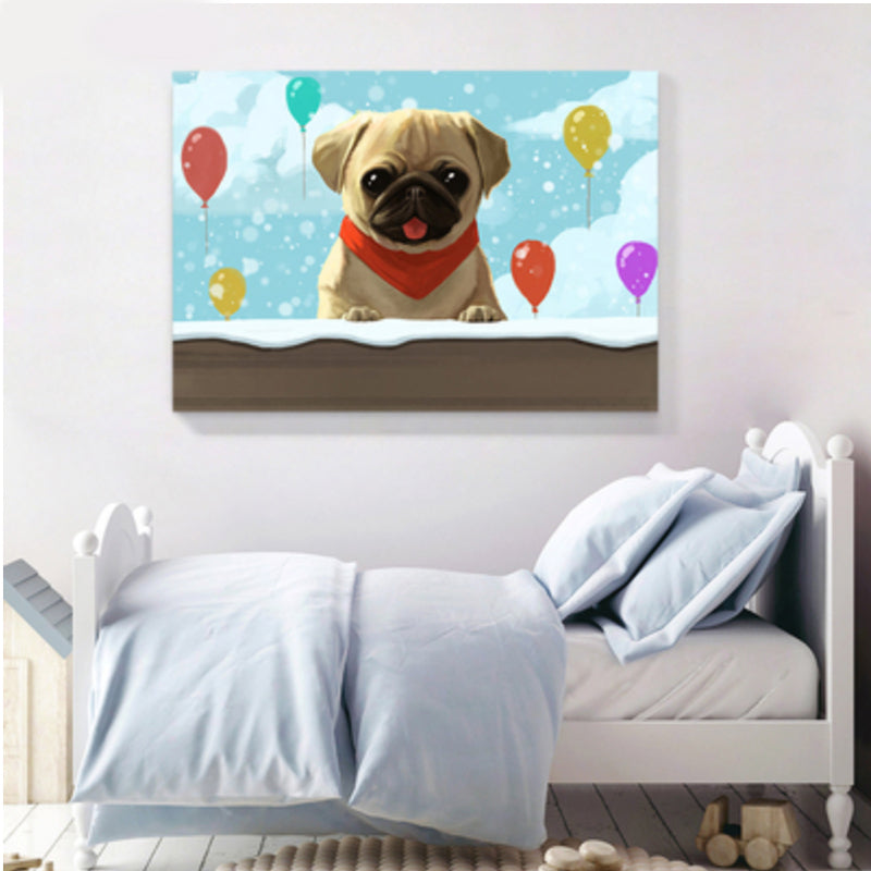 Drawing Animal Wall Decor Soft Color Childrens Art Canvas Print for Boys Bedroom Light Blue Clearhalo 'Art Gallery' 'Canvas Art' 'Kids' Arts' 1898989