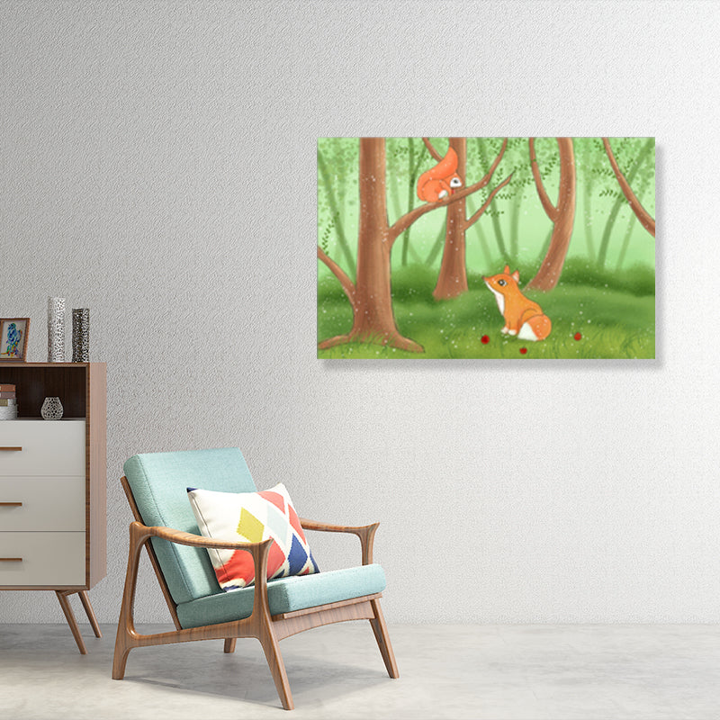 Drawing Animal Wall Decor Soft Color Childrens Art Canvas Print for Boys Bedroom Clearhalo 'Art Gallery' 'Canvas Art' 'Kids' Arts' 1899007