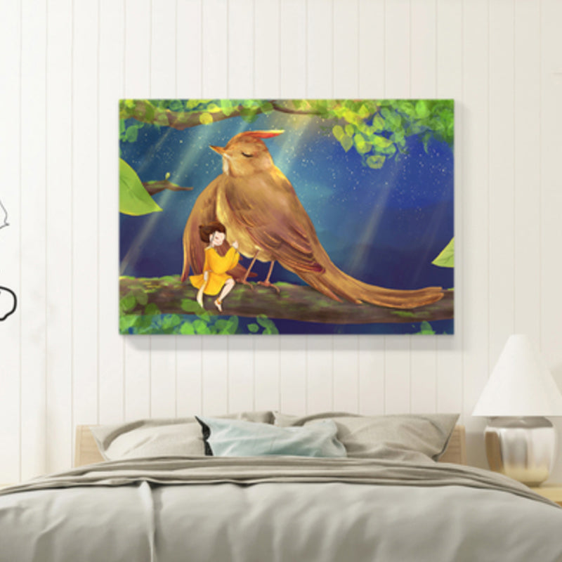 Drawing Animal Wall Decor Soft Color Childrens Art Canvas Print for Boys Bedroom Blue Clearhalo 'Art Gallery' 'Canvas Art' 'Kids' Arts' 1899009