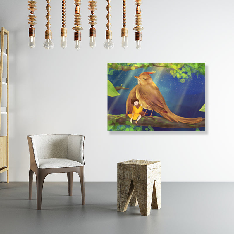 Drawing Animal Wall Decor Soft Color Childrens Art Canvas Print for Boys Bedroom Clearhalo 'Art Gallery' 'Canvas Art' 'Kids' Arts' 1899010