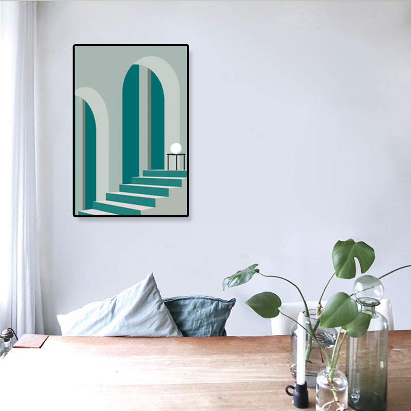 Noordse architectuur Geometrische canvas Pastel kleur textureerde muurkunst print voor thuis