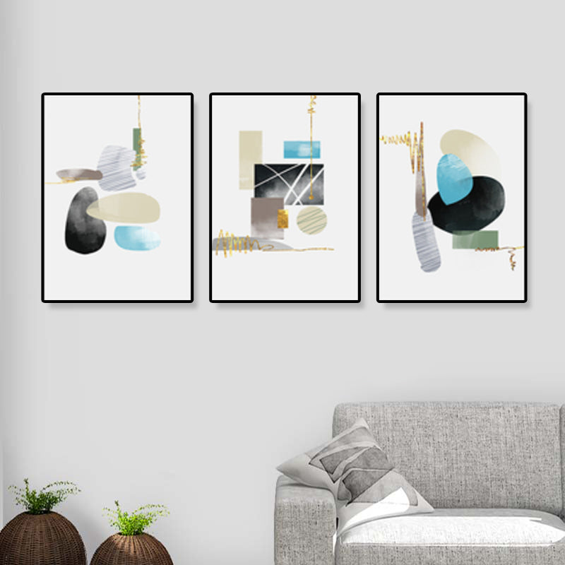Abstract Wall Art Set House Interior Geometry Drawing Canvas in Light Color for Decor - Grey - Clearhalo - 'Arts' - 'Canvas Art' - 1899041