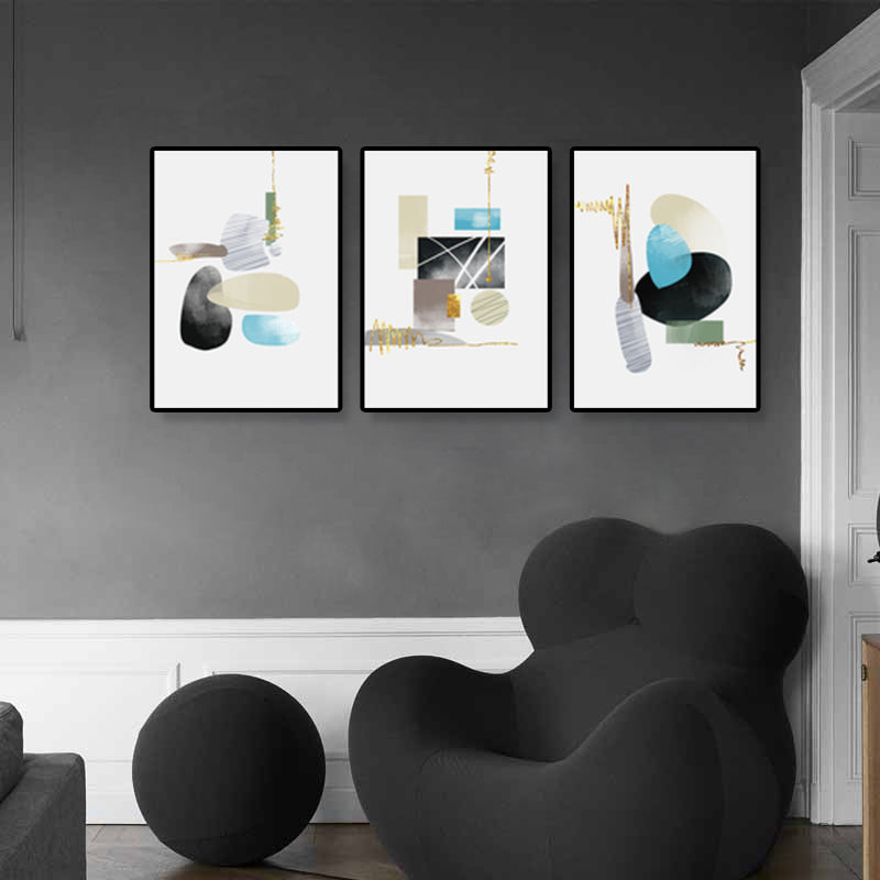 Abstract Wall Art Set House Interior Geometry Drawing Canvas in Light Color for Decor - Clearhalo - 'Arts' - 'Canvas Art' - 1899042