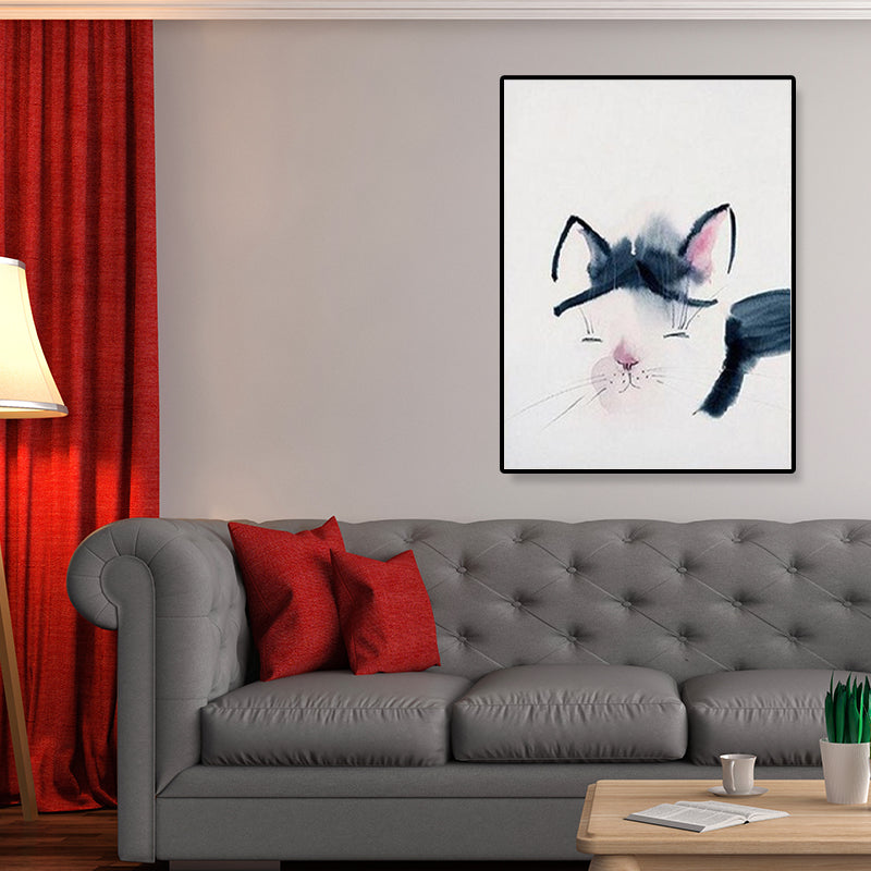 Cute Illustration Animal Canvas Art House Interior Wild Life Wall Decor in Soft Color, Textured Blue Clearhalo 'Art Gallery' 'Canvas Art' 'Kids' Arts' 1899049
