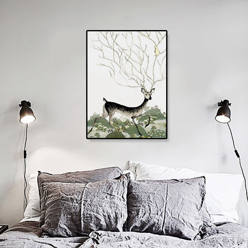 Cute Illustration Animal Canvas Art House Interior Wild Life Wall Decor in Soft Color, Textured Black Clearhalo 'Art Gallery' 'Canvas Art' 'Kids' Arts' 1899055