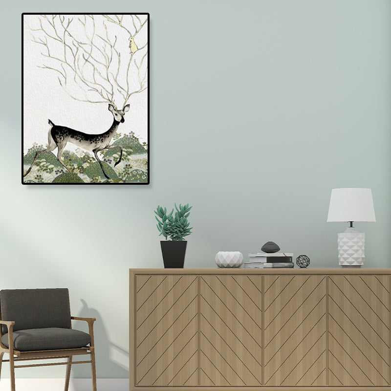 Cute Illustration Animal Canvas Art House Interior Wild Life Wall Decor in Soft Color, Textured Clearhalo 'Art Gallery' 'Canvas Art' 'Kids' Arts' 1899056