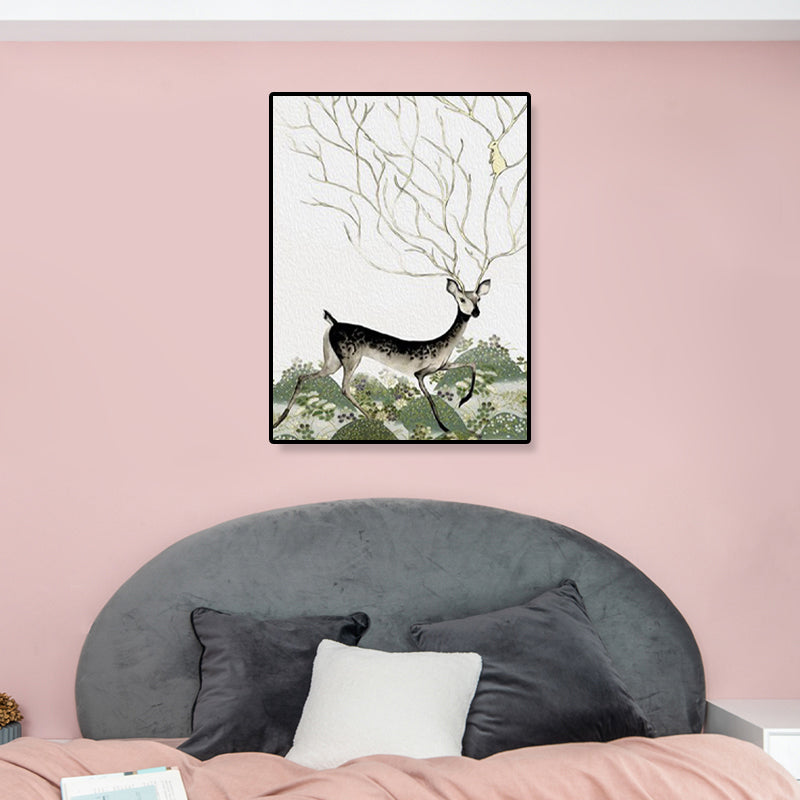 Cute Illustration Animal Canvas Art House Interior Wild Life Wall Decor in Soft Color, Textured Clearhalo 'Art Gallery' 'Canvas Art' 'Kids' Arts' 1899057