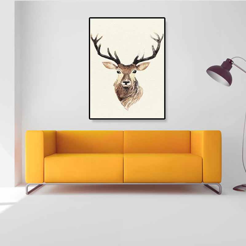Cute Illustration Animal Canvas Art House Interior Wild Life Wall Decor in Soft Color, Textured Brown Clearhalo 'Art Gallery' 'Canvas Art' 'Kids' Arts' 1899063