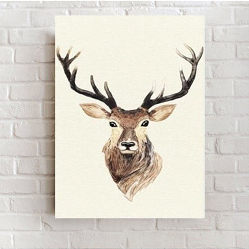 Cute Illustration Animal Canvas Art House Interior Wild Life Wall Decor in Soft Color, Textured Clearhalo 'Art Gallery' 'Canvas Art' 'Kids' Arts' 1899064