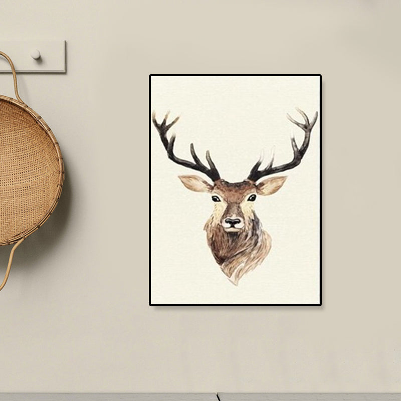 Cute Illustration Animal Canvas Art House Interior Wild Life Wall Decor in Soft Color, Textured Clearhalo 'Art Gallery' 'Canvas Art' 'Kids' Arts' 1899065