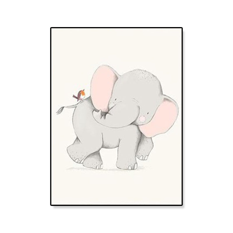 Cute Illustration Animal Canvas Art House Interior Wild Life Wall Decor in Soft Color, Textured Clearhalo 'Art Gallery' 'Canvas Art' 'Kids' Arts' 1899070