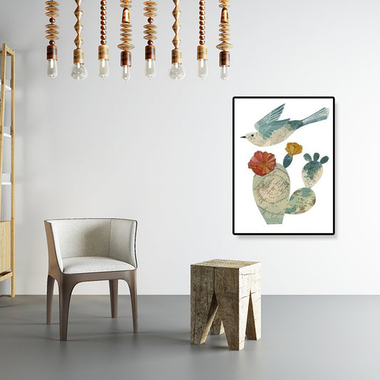 Cute Illustration Animal Canvas Art House Interior Wild Life Wall Decor in Soft Color, Textured Clearhalo 'Art Gallery' 'Canvas Art' 'Kids' Arts' 1899073