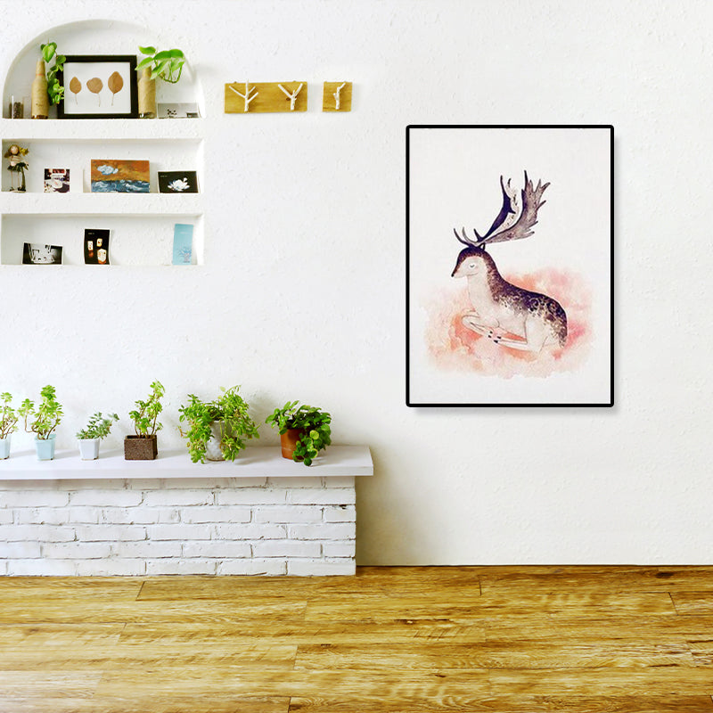 Cute Illustration Animal Canvas Art House Interior Wild Life Wall Decor in Soft Color, Textured Orange Clearhalo 'Art Gallery' 'Canvas Art' 'Kids' Arts' 1899075