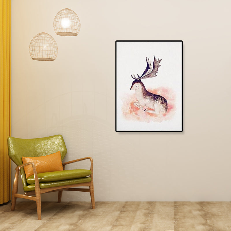 Cute Illustration Animal Canvas Art House Interior Wild Life Wall Decor in Soft Color, Textured Clearhalo 'Art Gallery' 'Canvas Art' 'Kids' Arts' 1899076