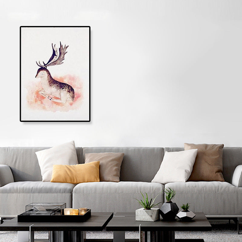 Cute Illustration Animal Canvas Art House Interior Wild Life Wall Decor in Soft Color, Textured Clearhalo 'Art Gallery' 'Canvas Art' 'Kids' Arts' 1899077