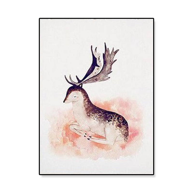 Cute Illustration Animal Canvas Art House Interior Wild Life Wall Decor in Soft Color, Textured Clearhalo 'Art Gallery' 'Canvas Art' 'Kids' Arts' 1899078