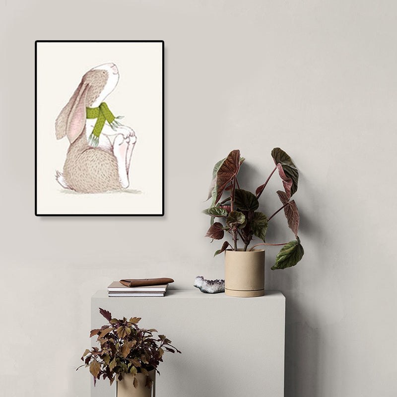 Cute Illustration Animal Canvas Art House Interior Wild Life Wall Decor in Soft Color, Textured Camel Clearhalo 'Art Gallery' 'Canvas Art' 'Kids' Arts' 1899079