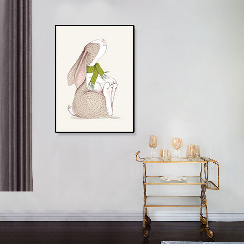 Cute Illustration Animal Canvas Art House Interior Wild Life Wall Decor in Soft Color, Textured Clearhalo 'Art Gallery' 'Canvas Art' 'Kids' Arts' 1899080